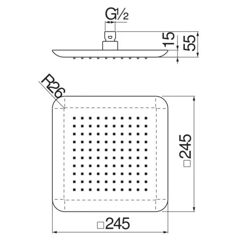 Верхний душ Nobili AD139/122BM 24х24 см, матовый черный