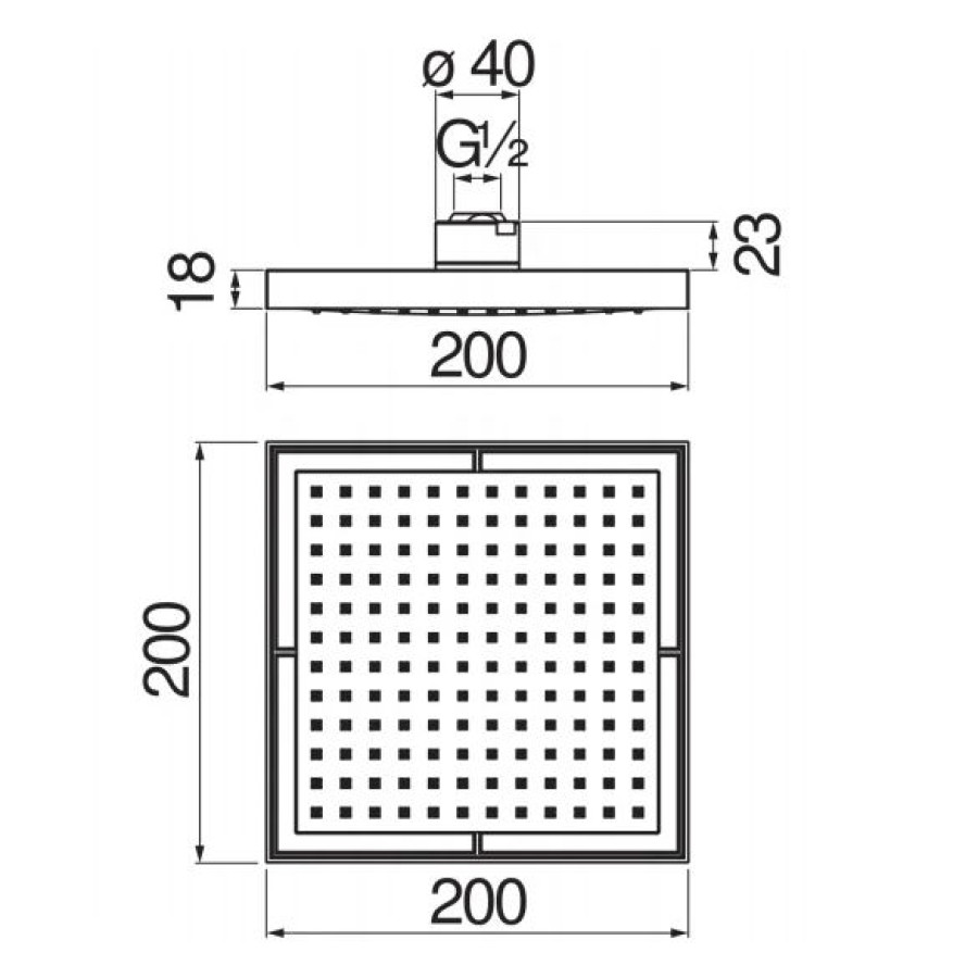 Верхний душ Nobili AD139/17CCR 20х20 см