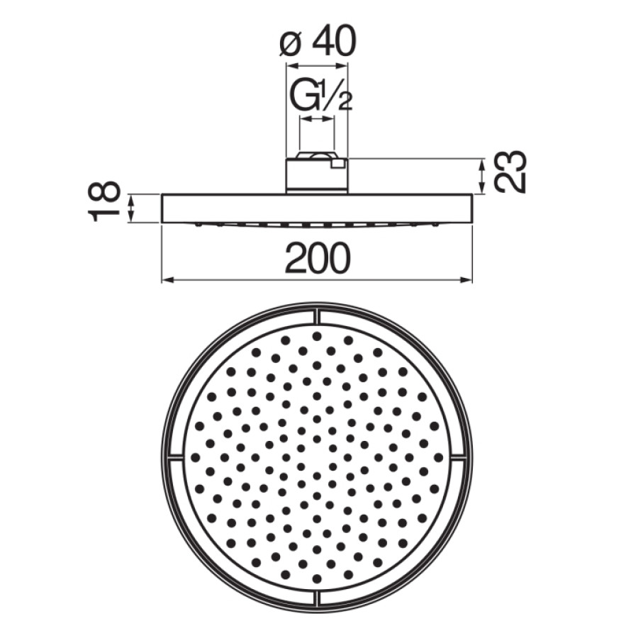 Верхний душ Nobili AD139/10CBM 20 см, матовый черный