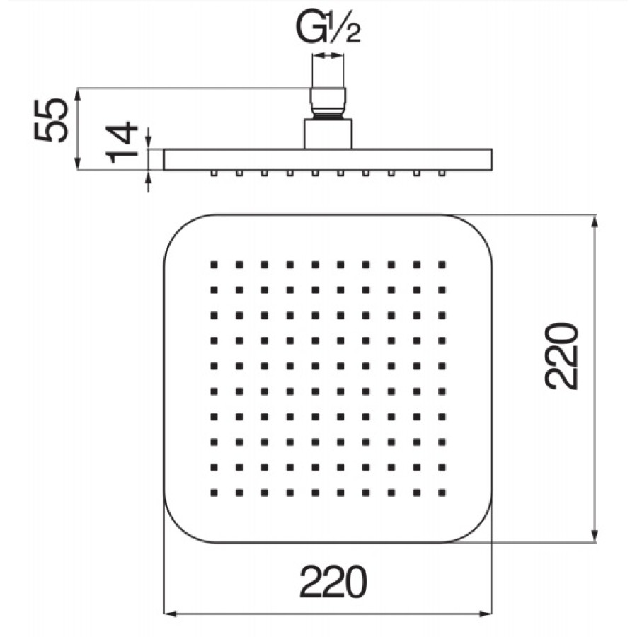 Верхний душ Nobili AD139/79CR 22х22 см