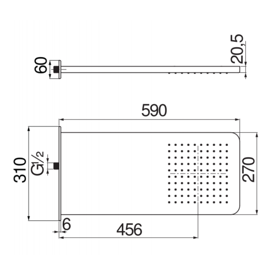 Верхний душ Nobili AD139/131CR 59х27 см