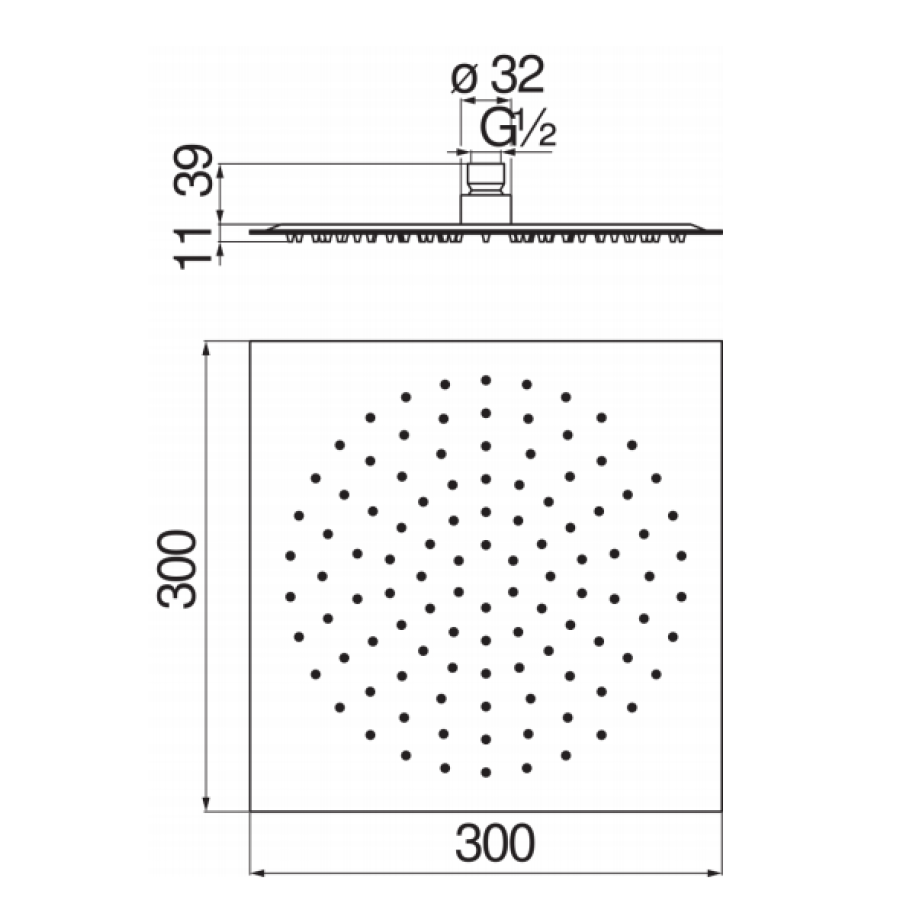 Верхний душ Nobili AD139/118CR 30х30 см