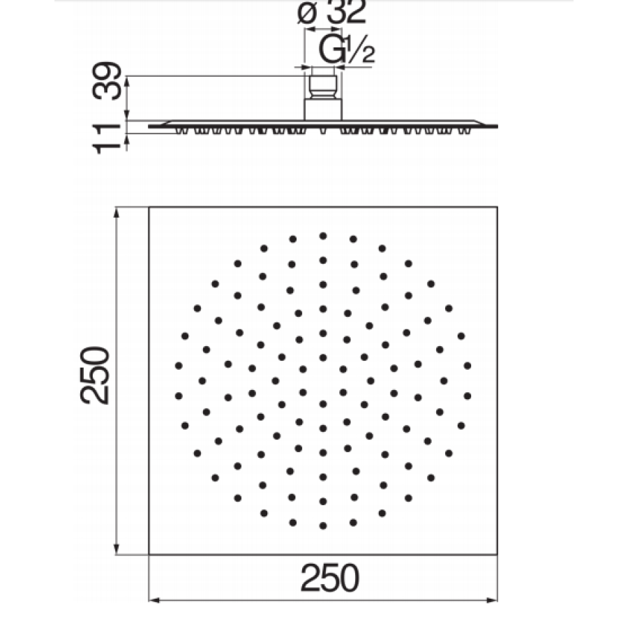 Верхний душ Nobili AD139/134CR 25х25 см