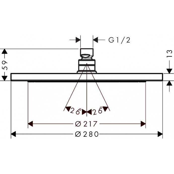 Верхний душ Hansgrohe Croma 280 1jet RainAir 26220000 хром