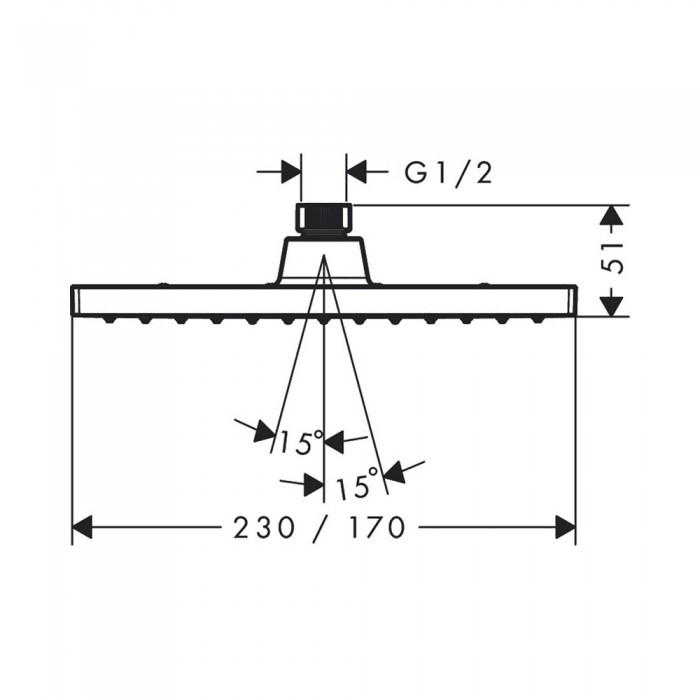 Верхний душ Hansgrohe Vernis Shape 230 1jet 26281000 хром