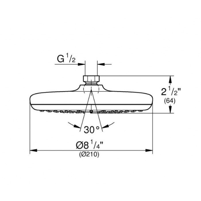 Верхний душ GROHE New Tempesta 210 Classic 26409000 хром
