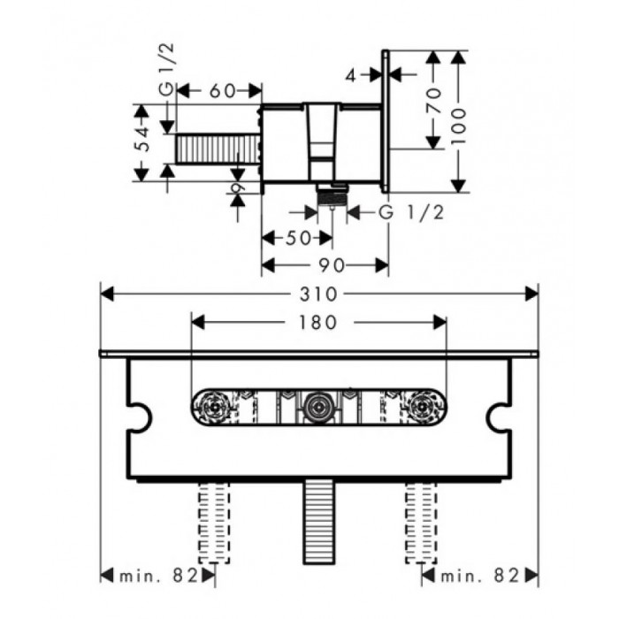 Держатель для душа Hansgrohe FixFit Porter с полкой 26456400 белое стекло/хром
