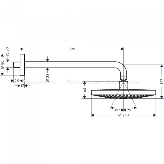 Верхний душ Hansgrohe Raindance Select S 240 2jet 26466000 хром