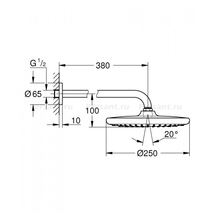 Верхний душ Grohe Tempesta 250 Cube 26682000 хром