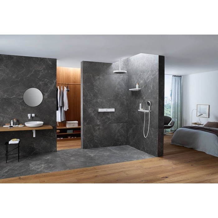 Держатель для душа Hansgrohe Porter 500 26858700 с полкой и шланговым подключением, белый матовый