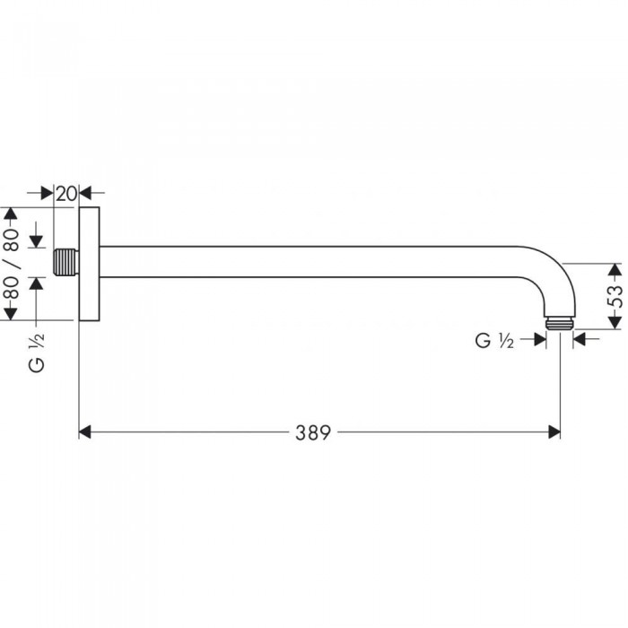 Держатель верхнего душа Hansgrohe 27446000 38 см, хром