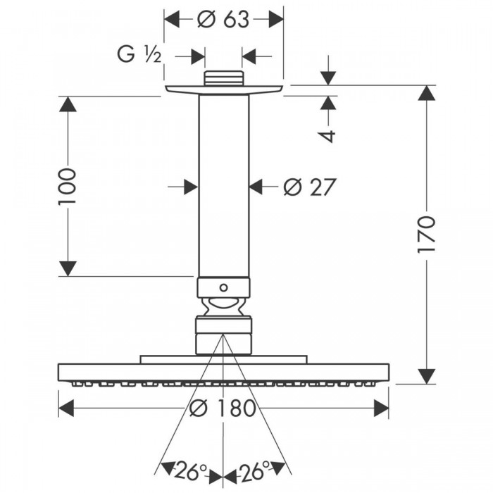 Верхний душ Hansgrohe 180 1jet EcoSmart 27464000 хром