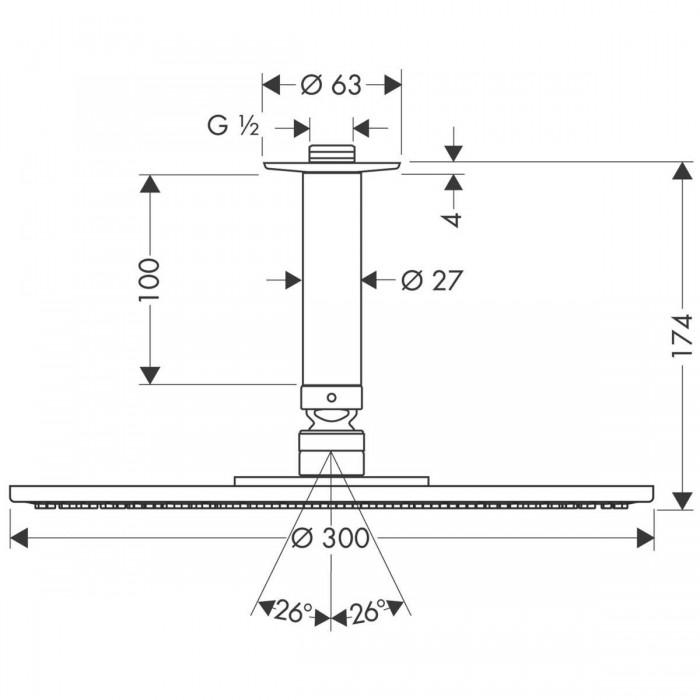Верхний душ Hansgrohe Raindance Air 300 1jet 27494000 хром
