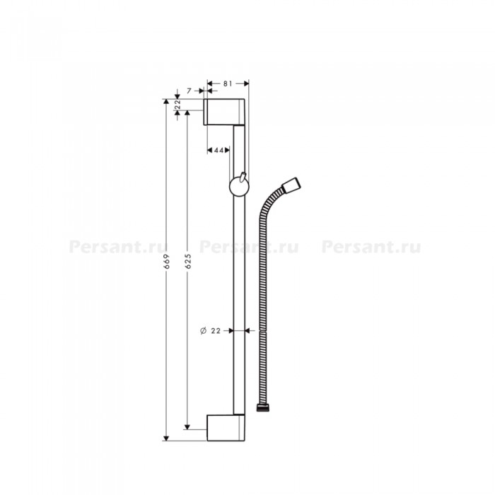 Штанга для душа Hansgrohe Crometta 27615000 со шлангом, хром