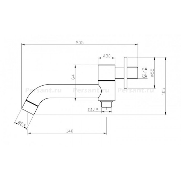 Излив для ванны Belbagno Ancona ANCONA-BCA-CRM с дивертером, хром