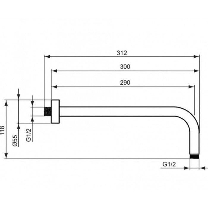 Держатель верхнего душа Ideal Standard IdealRain B9444AA 30 см, хром