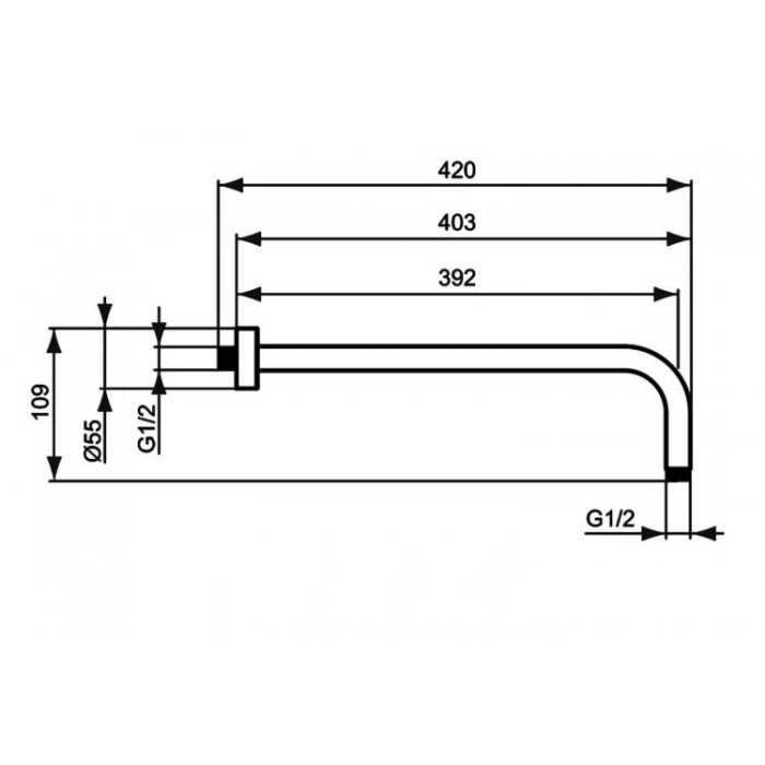 Держатель верхнего душаIdeal Standard IdealRain B9445AA 40 см, хром