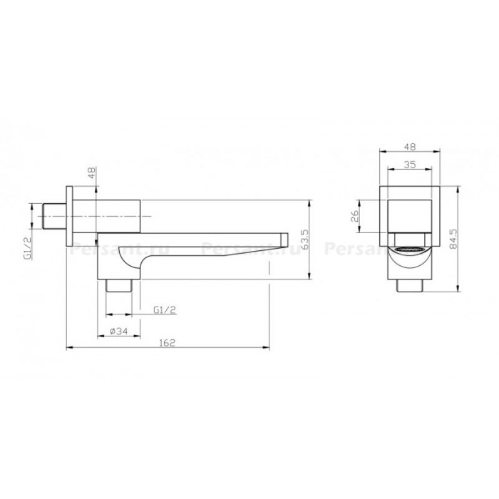 Излив для ванны Belbagno Romano ROM-BCA-CRM с дивертером, хром