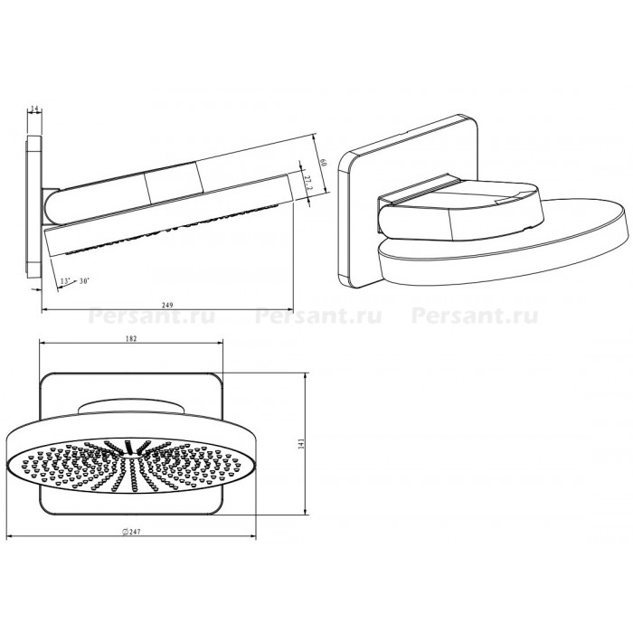 Верхний душ Vincea Inspire VSHD-3I1CCH 25 см, хром