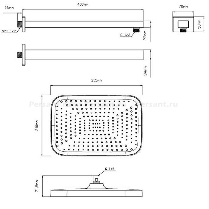 Верхний душ Vincea Inspire VSHD-41CCH 31см, хром