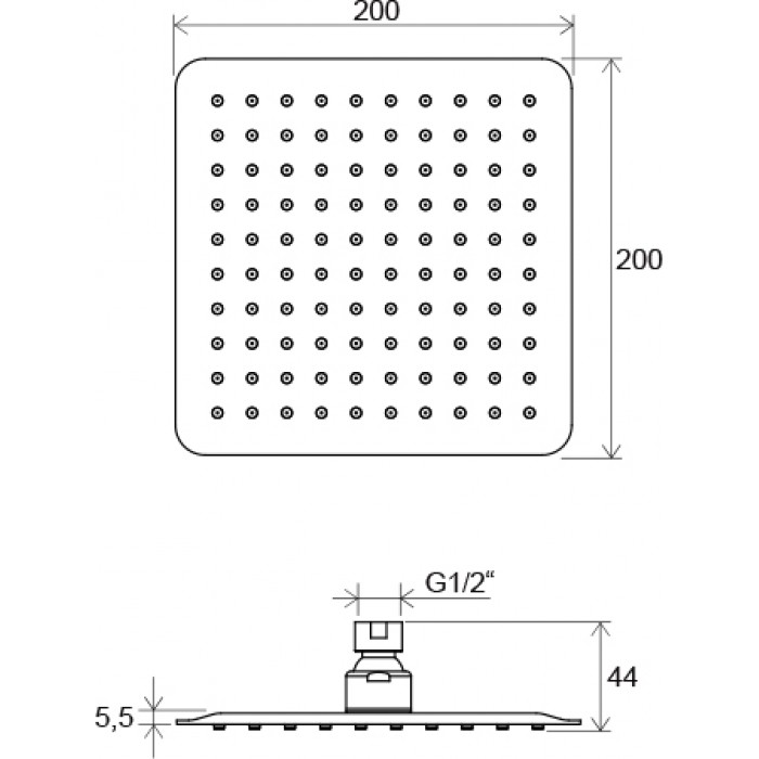 Верхний душ Ravak 20 см X07P334 хром