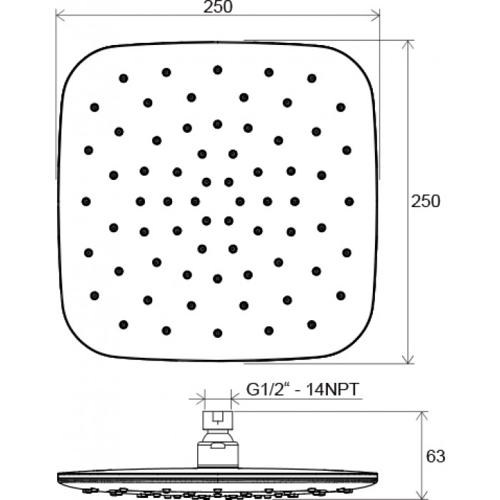 Верхний душ Ravak 25 см X07P347 белый/хром