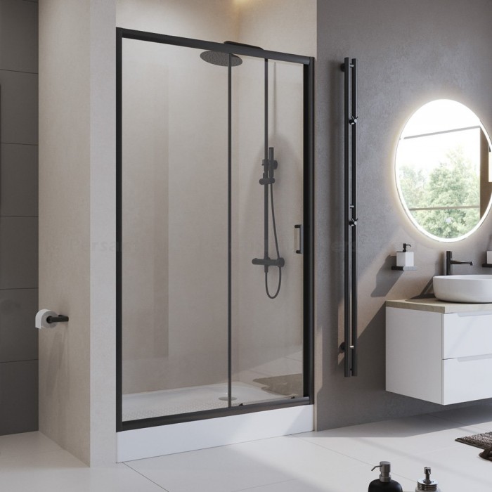 Душевая дверь BelBagno Uno 120 UNO-195-BF-1-120-C-Nero профиль черный стекло прозрачное