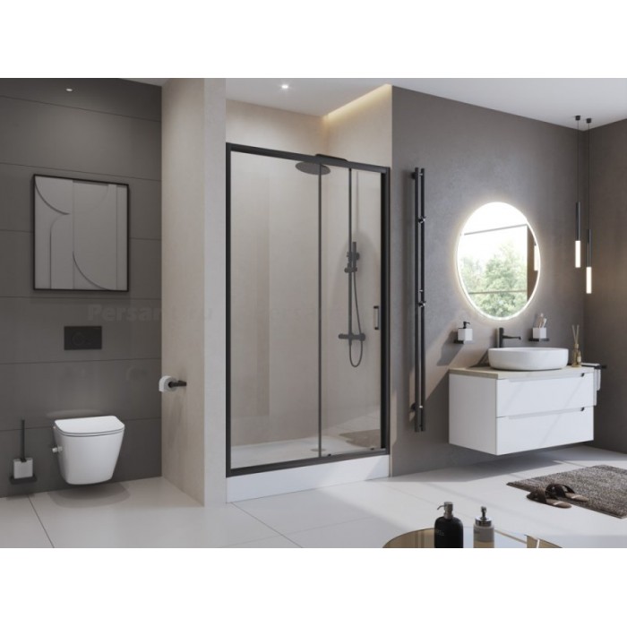 Душевая дверь BelBagno Uno 120 UNO-195-BF-1-120-C-Nero профиль черный стекло прозрачное