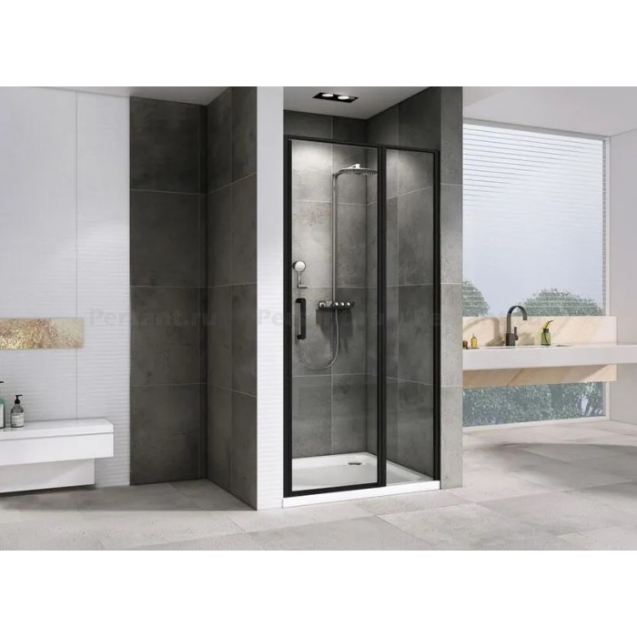 Душевая дверь Abber Sonnenstrand 100 AG04100BS профиль черный стекло прозрачное