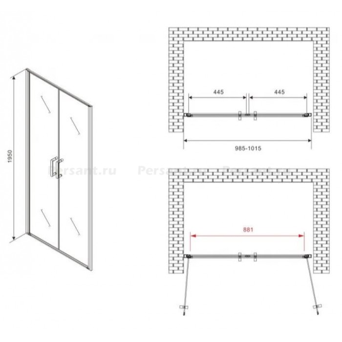 Душевая дверь Abber Sonnenstrand 100 AG04100C профиль Хром стекло прозрачное