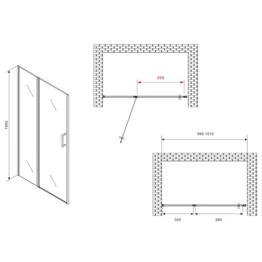 Душевая дверь Abber Sonnenstrand 100 AG04100S профиль Хром стекло прозрачное