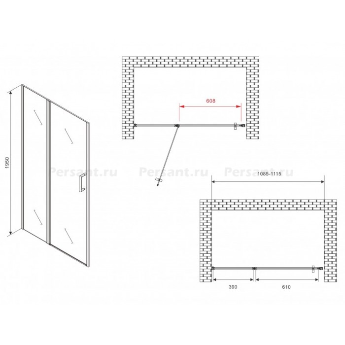 Душевая дверь Abber Sonnenstrand 110 AG04110S профиль Хром стекло прозрачное