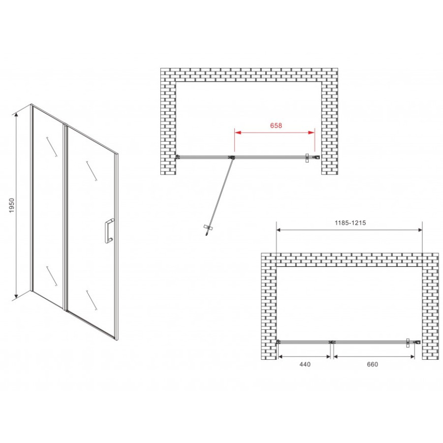 Душевая дверь Abber Sonnenstrand 120 AG04120S профиль Хром стекло прозрачное