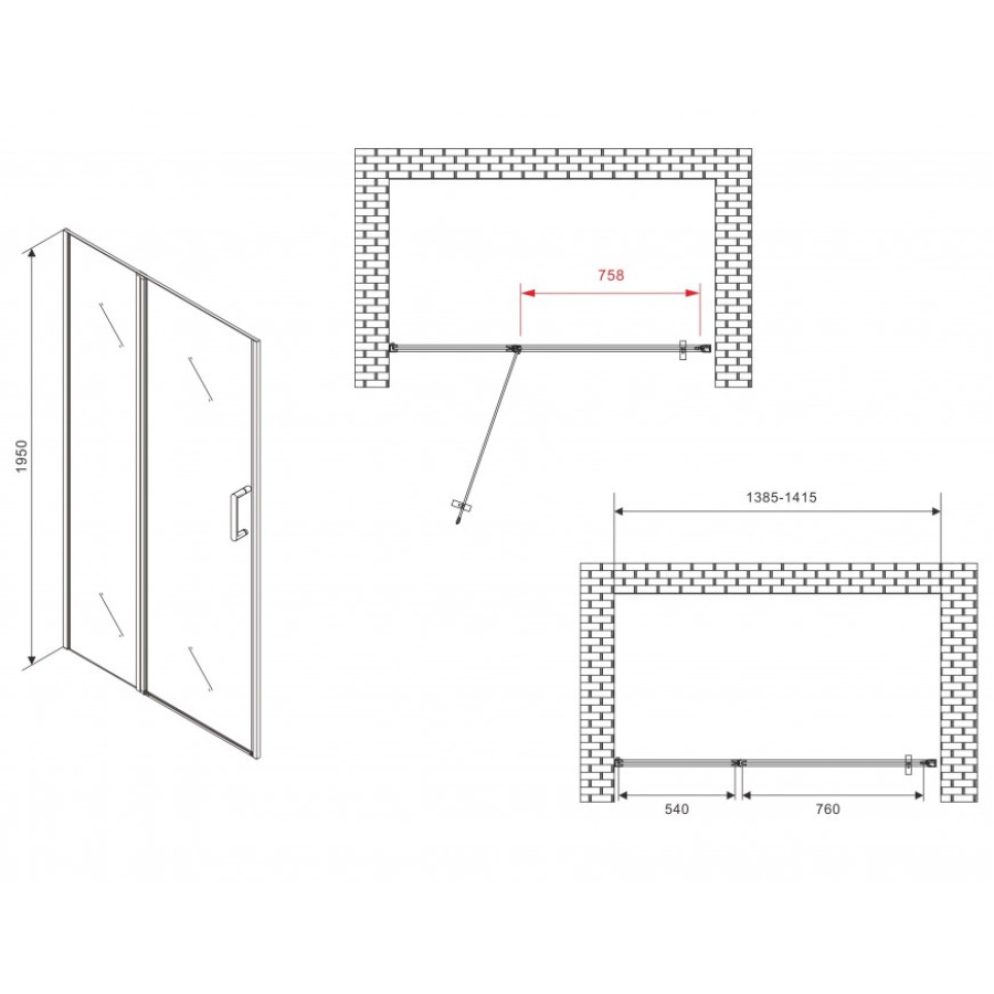 Душевая дверь Abber Sonnenstrand 140 AG04140S профиль Хром стекло прозрачное