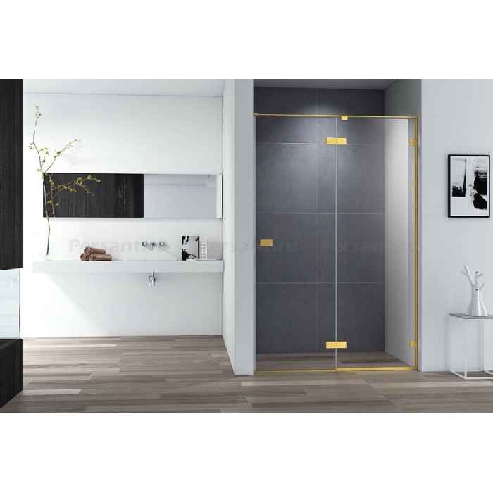 Душевая дверь Cezares Bellagio 120 BELLAGIO-B-12-120-C-BORO золото брашированное стекло прозрачное