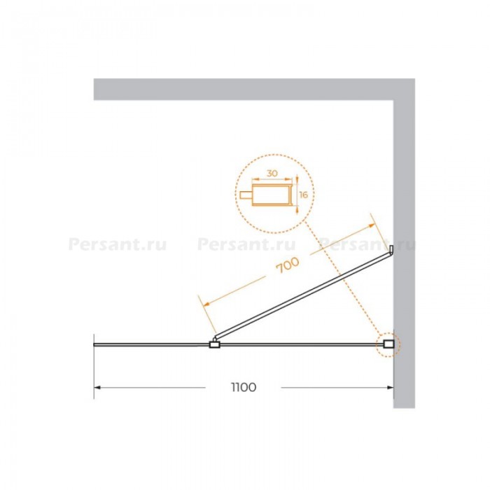 Душевая перегородка Cezares Liberta 110 LIBERTA-L-1-TB-110-GR-Cr профиль хром стекло серое
