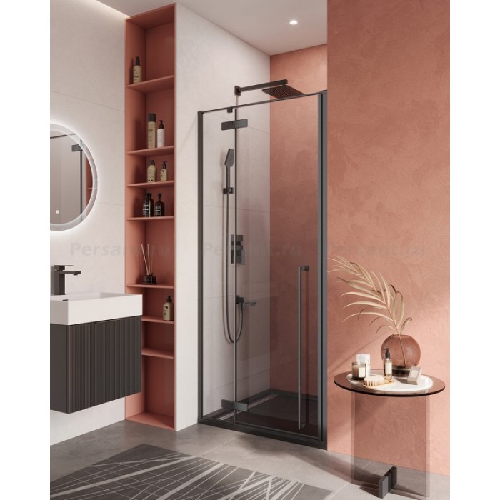 Душевая дверь Cezares Liner 90 LINER-B-12-90-C-NERO-L профиль черный, стекло прозрачное
