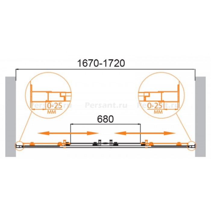 Душевая дверь Cezares Molveno 170 MOLVENO-BF-2-170-C-Cr-IV профиль хром стекло прозрачное