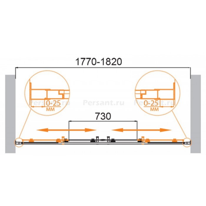 Душевая дверь Cezares Molveno 180 MOLVENO-BF-2-180-C-Cr-IV профиль хром стекло прозрачное