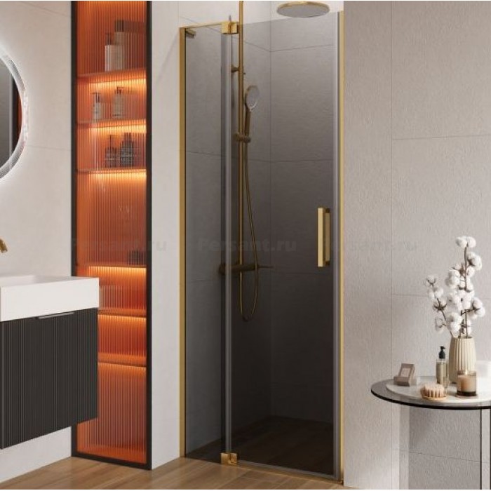 Душевая дверь Cezares Slider 80 SLIDER-B-1-70/80-GRIGIO-BORO золото брашированное стекло серое
