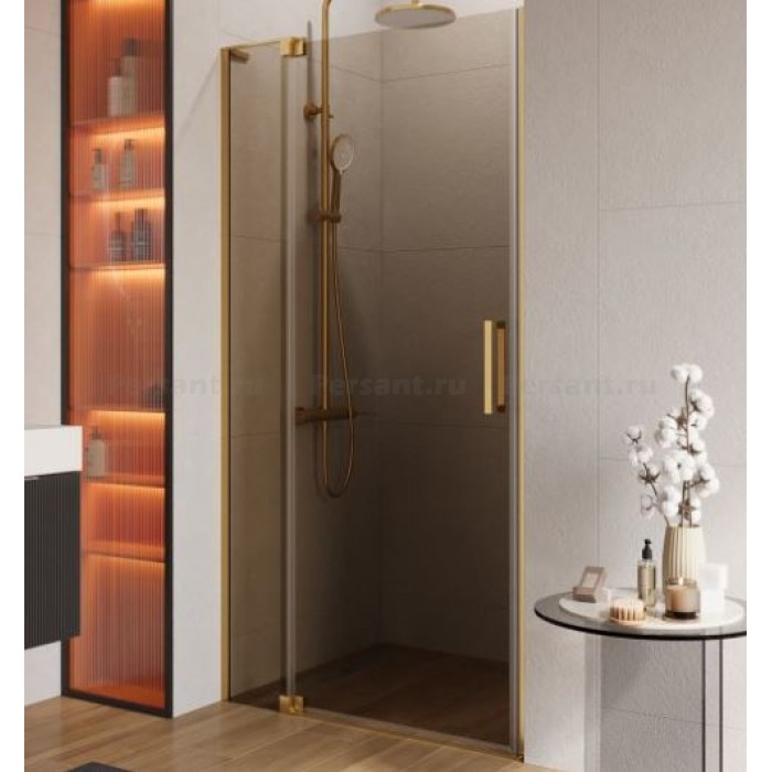 Душевая дверь Cezares Slider 100 SLIDER-B-1-90/100-BR-BORO золото брашированное стекло бронзовое