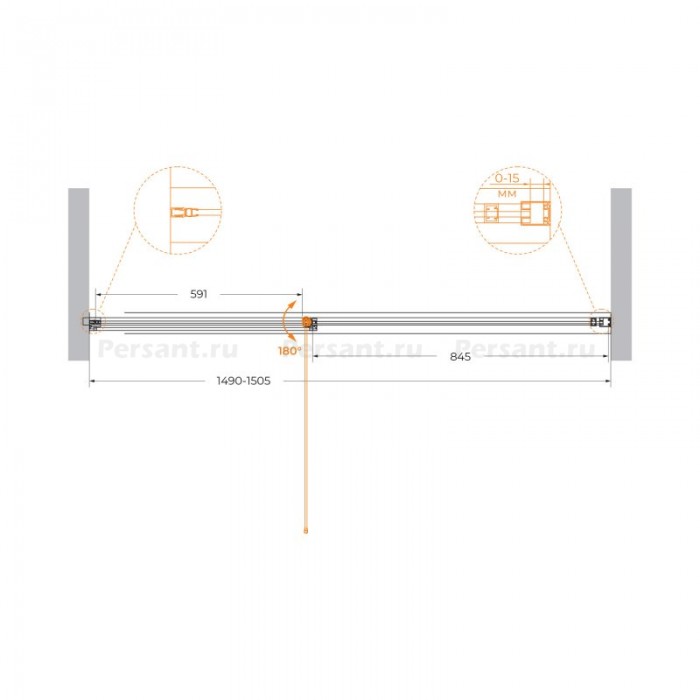 Душевая дверь Cezares Urban 150 URBAN-B-12-150-C-CR профиль хром стекло прозрачное