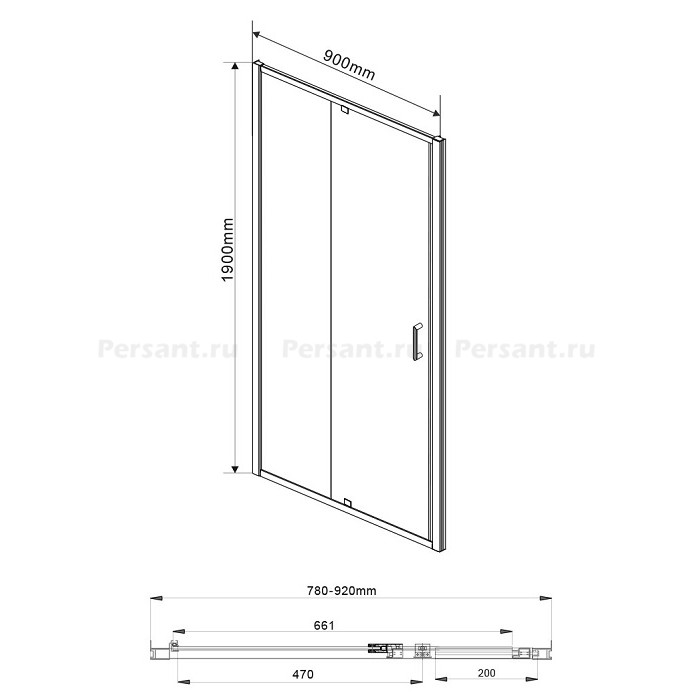 Душевая дверь Vincea Intra 80/90 VDP-1I8090CH профиль хром, стекло текстурное