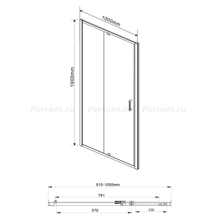 Душевая дверь Vincea Intra 90/100 VDP-1I9010CH профиль хром, стекло текстурное