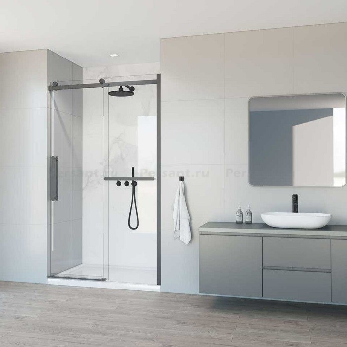 Душевая дверь Vincea Como Soft 110 VDS-1CS110CLGM вороненая сталь, стекло прозрачное