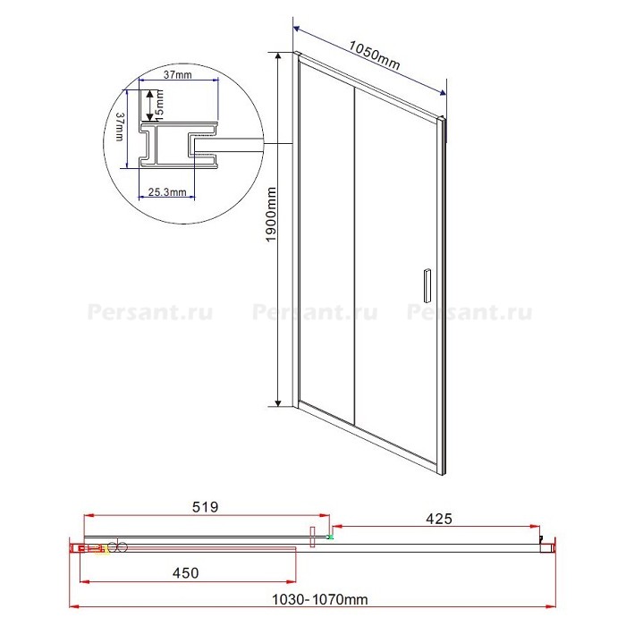 Душевая дверь Vincea Garda 105 VDS-1G105CH профиль хром, стекло шиншилла