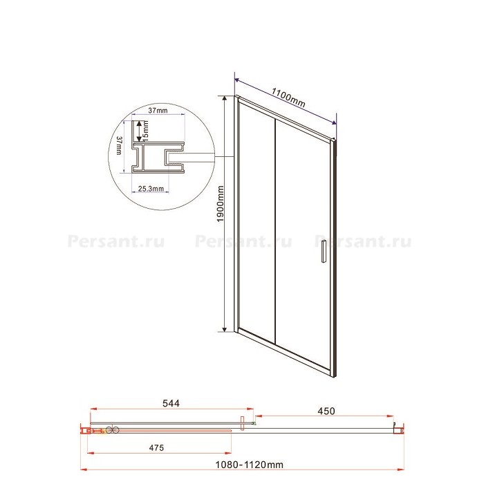 Душевая дверь Vincea Garda 110 VDS-1G110CH профиль хром, стекло шиншилла