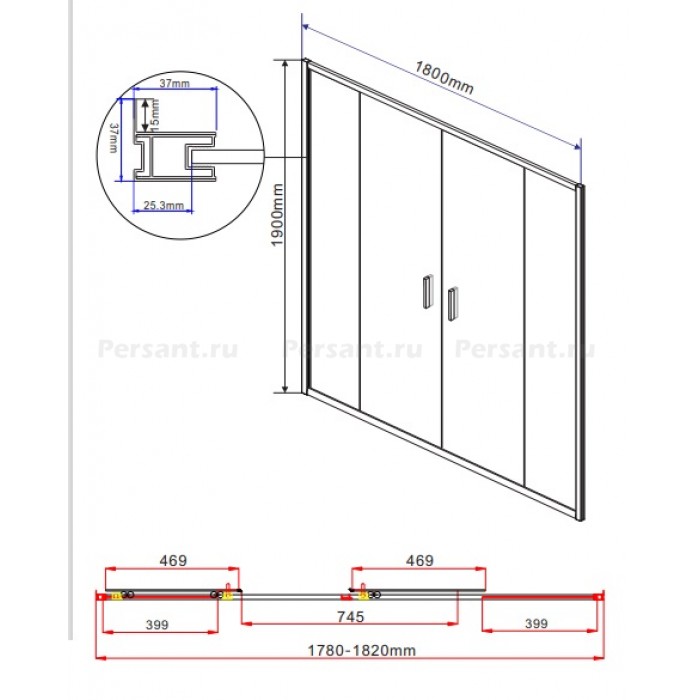 Душевая дверь Vincea Garda 180 VDS-1G2180CH профиль хром, стекло шиншилла