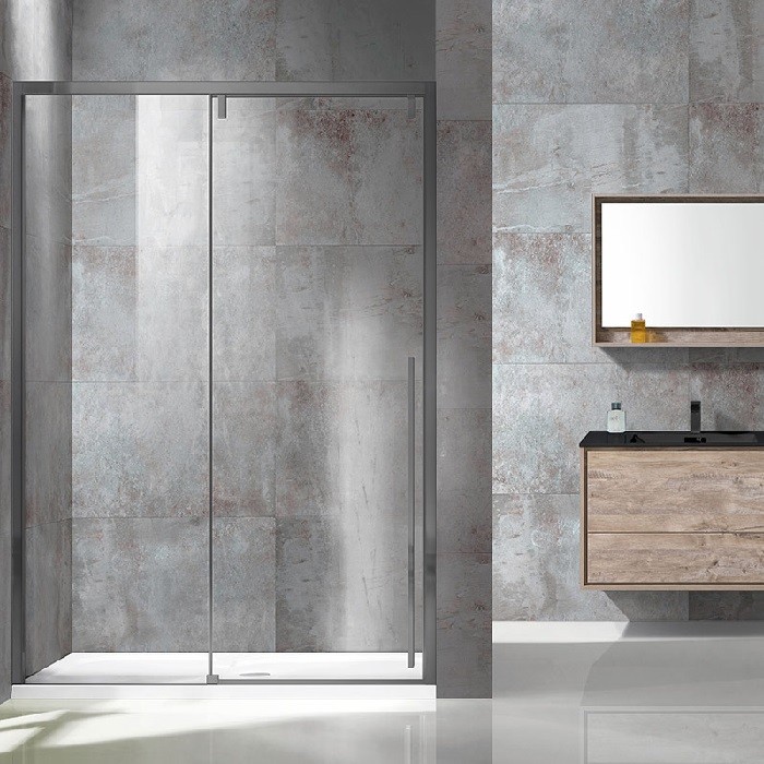 Душевая дверь Vincea Lugano 130 VDS-1L130CLGM-1 вороненая сталь, стекло прозрачное