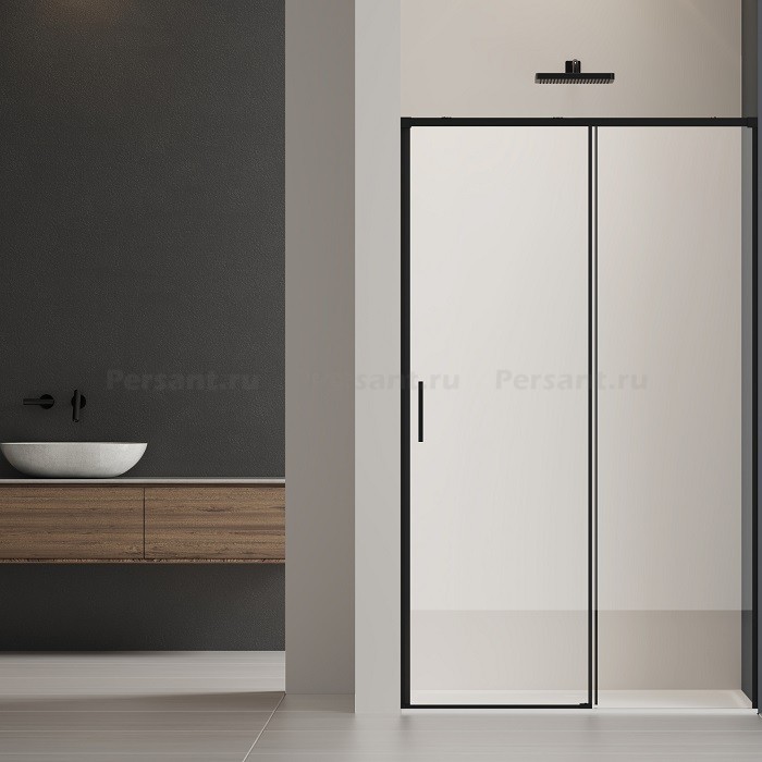 Душевая дверь Vincea Soft 2 110 см VDS-3SO2110CLB профиль черный, стекло прозрачное